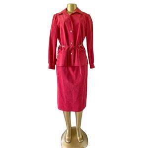 NEIMAN MARCUS Abe Scrader Womens Size 14 Vintage Faux Suede Jacket Skirt Set